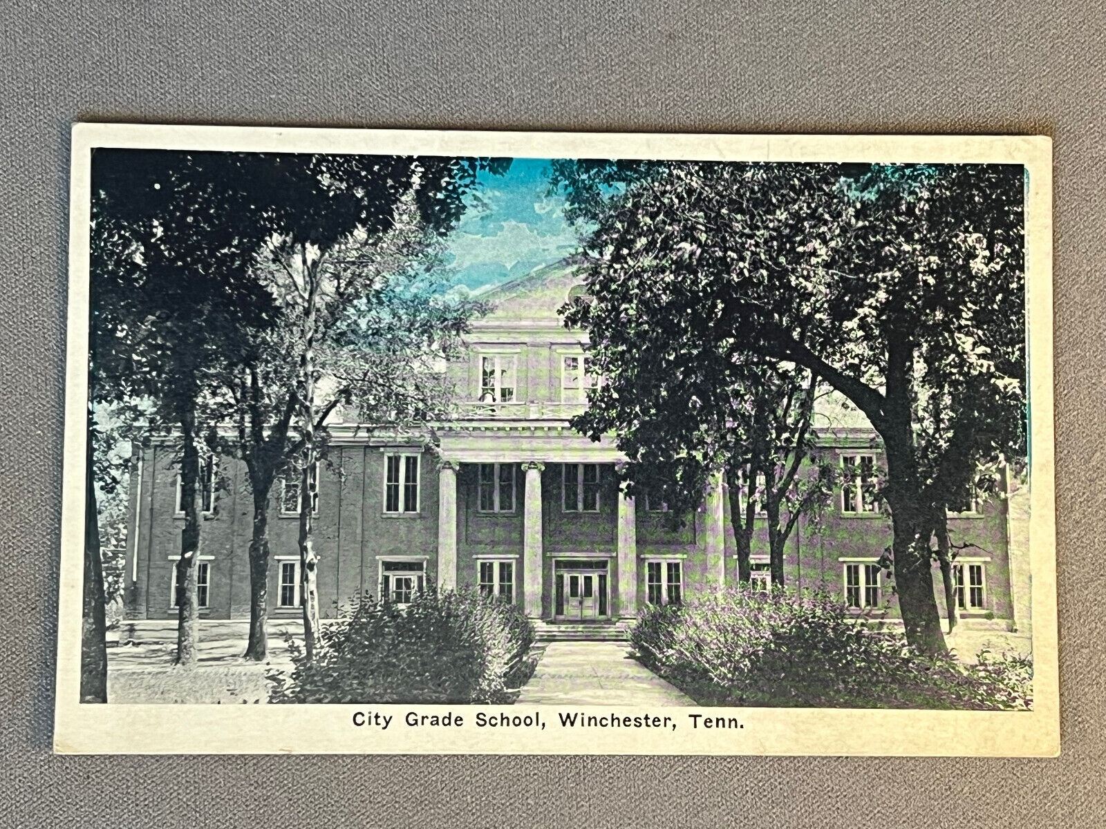 Tennessee, TN, Winchester, City Grade School, Blue SkyPostcard, ca 1930