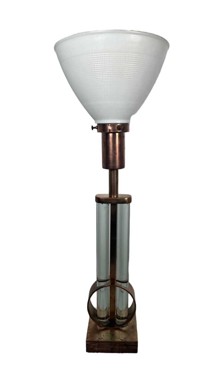 Mid Century MCM  Art Deco Brass & Glass Rod Lamp Gilbert Rohde