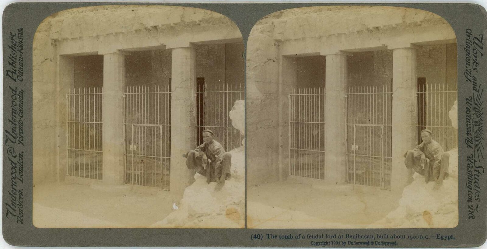 Egypt ~ BENIHASAN ~ Tomb Of A Feudal Lord Stereoview 21810