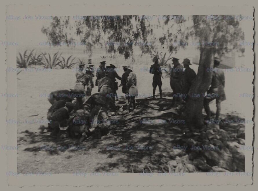 Q22, Original Photo Mexican Army Soldiers Making Camp