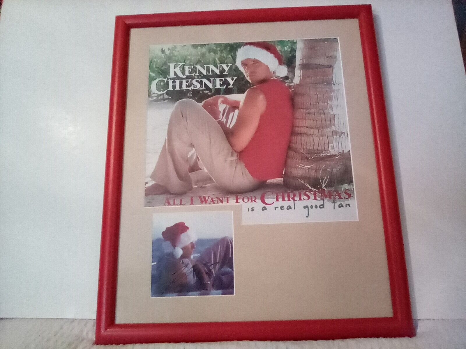 Kenny Chesney autographed framed All i Want for Christmas promo ad and CD cover