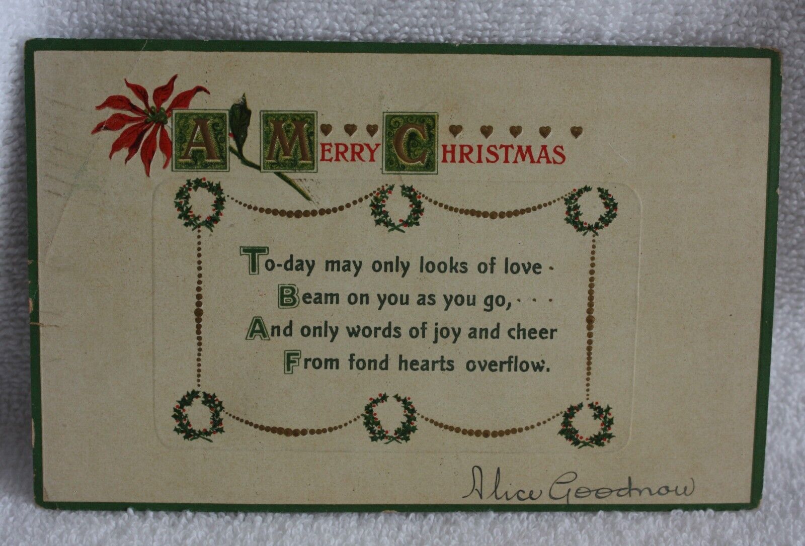 Vintage 1912 Embossed Christmas Post Card