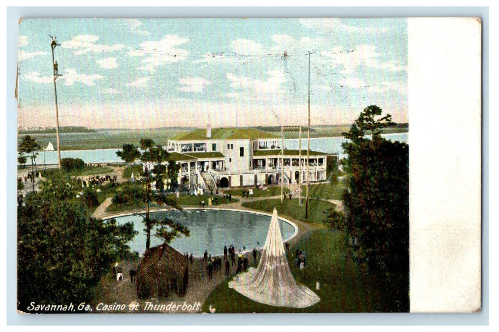 1906 Casino At Thunderbolt Swimming Pool Savannah Georgia GA Antique Postcard