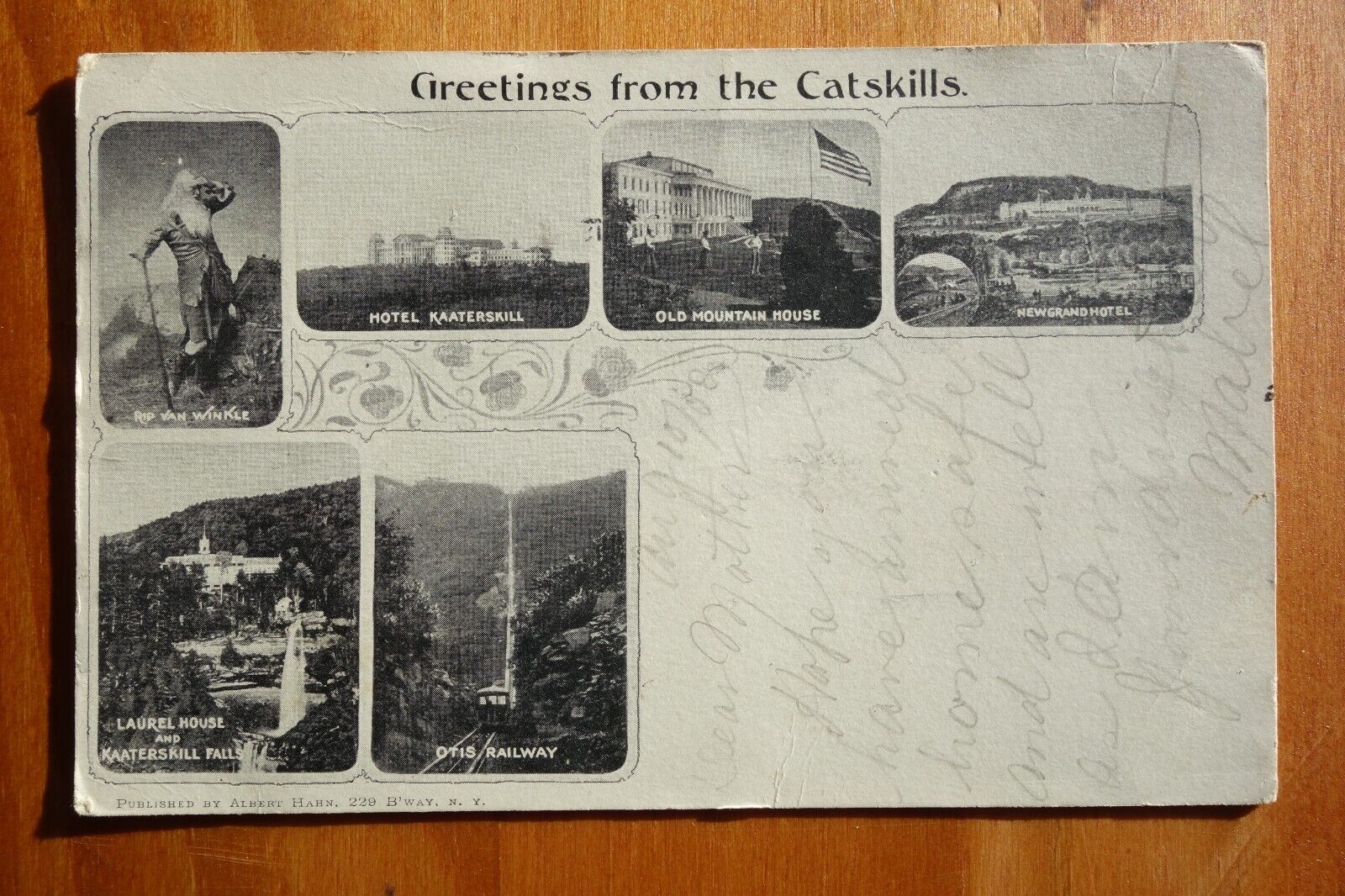 early Greetings from the Catskills, multiview postcard pmk 1903 Otis Railway