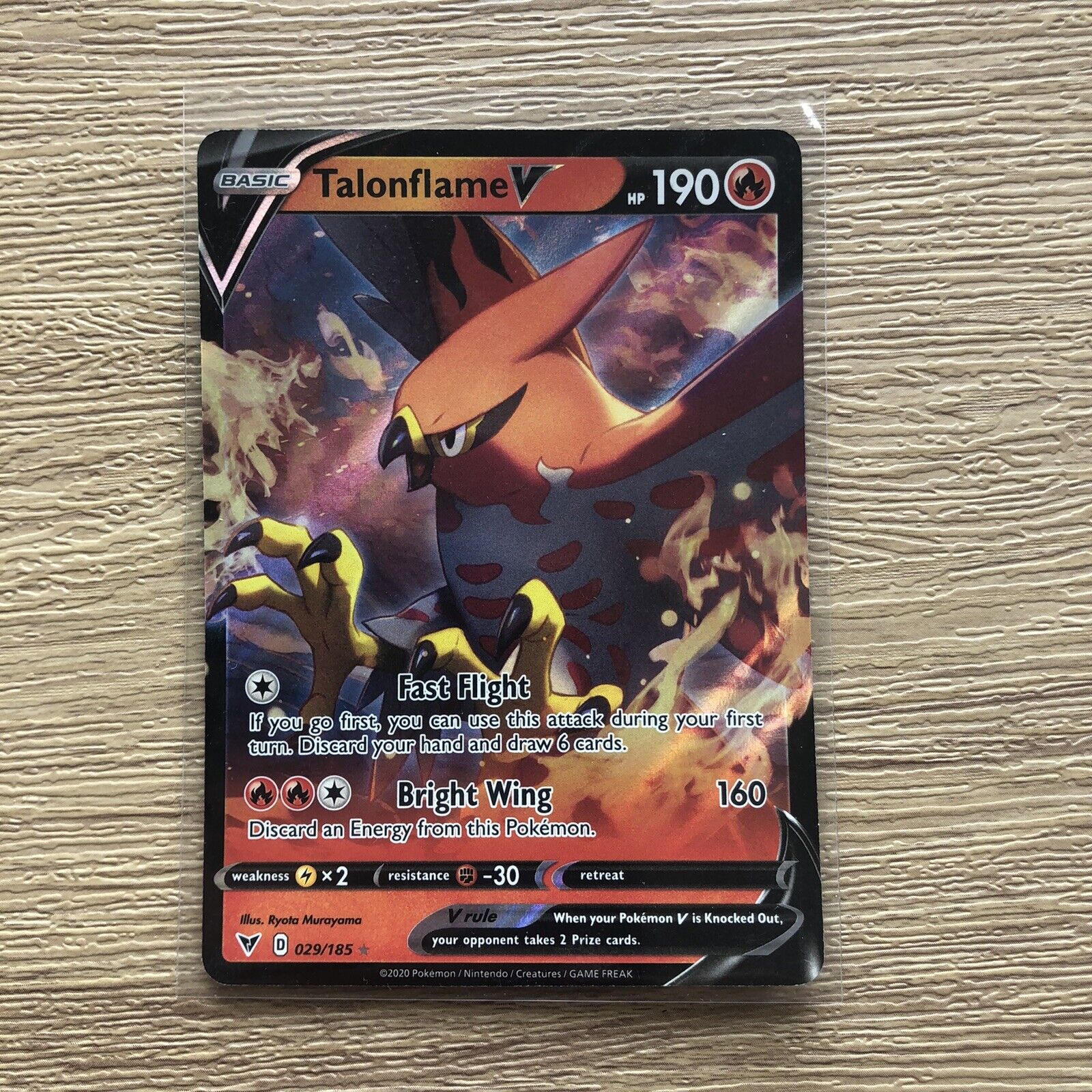 Pokemon Talonflame V Trading Card # 029/185 2020 Collectible