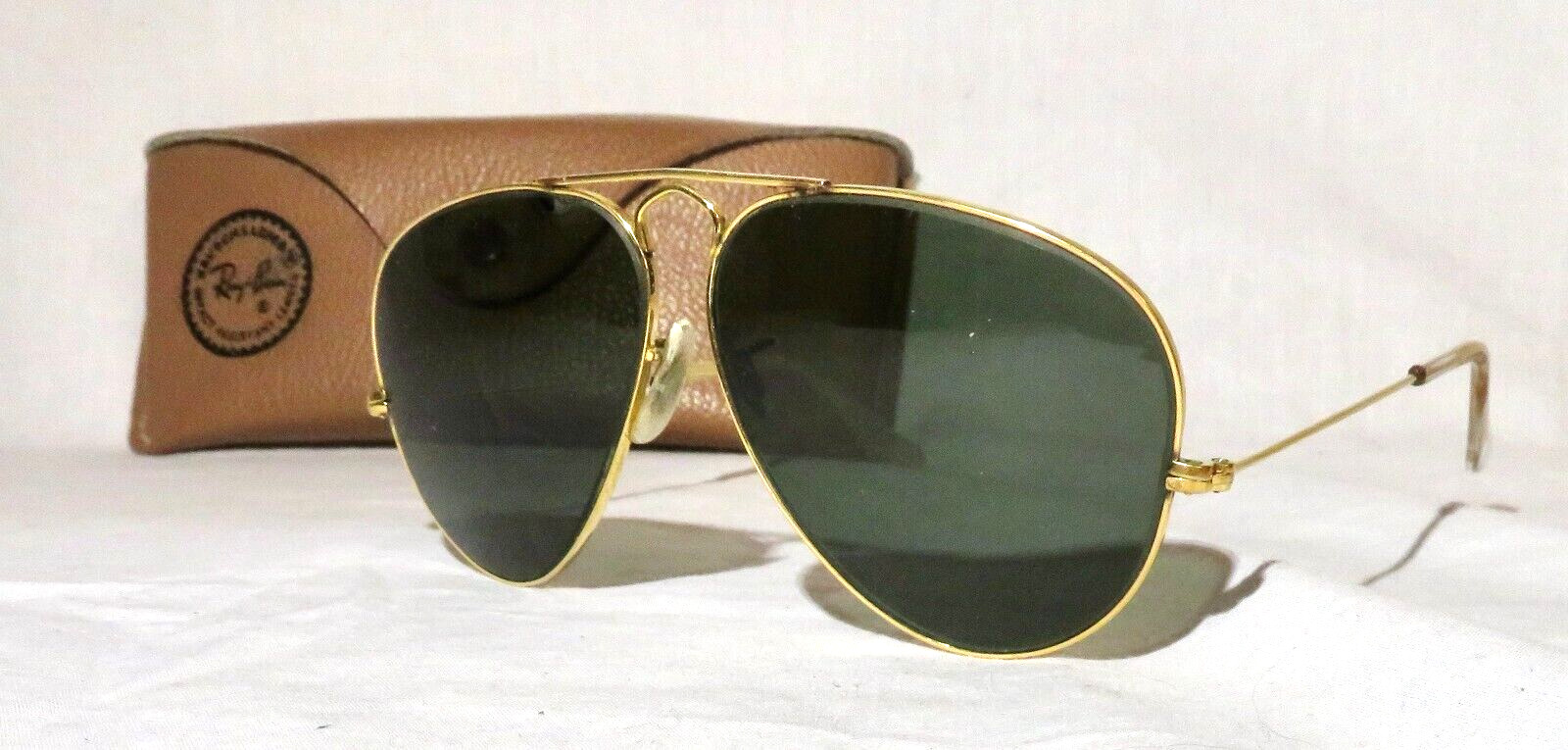 Vintage Bausch & Lomb Ray Ban Pilot Aviator 58-14 Gold metal Sunglasses
