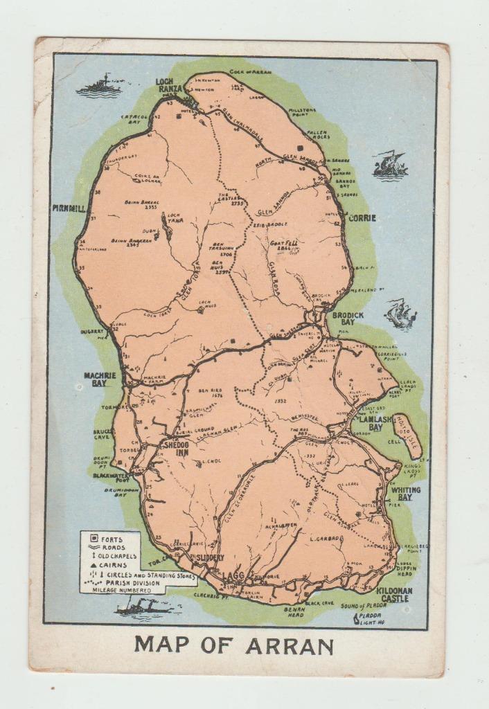 Vintage 190? United Kingdom  Postcard Map of Arran