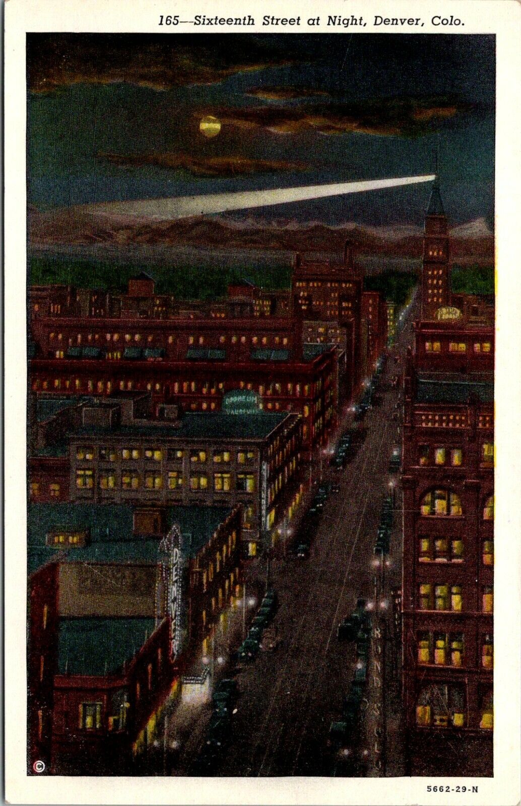 Denver Colorado Sixteenth(16th) Street Night WB UNP 1915-1930 Antique Postcard