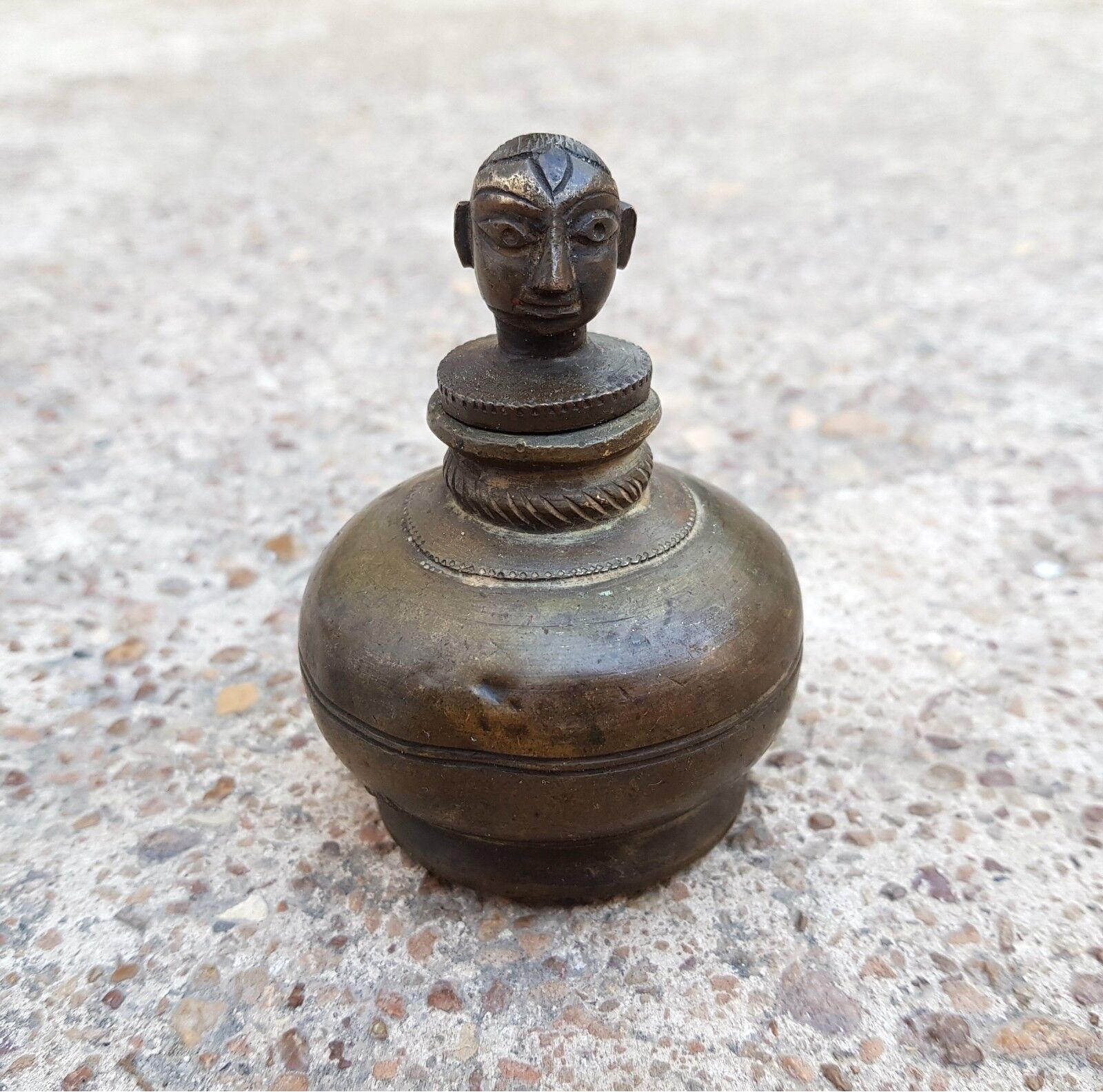 Vintage Beautiful Handmade Brass Holy Water Pot With Buddhas Face On Top