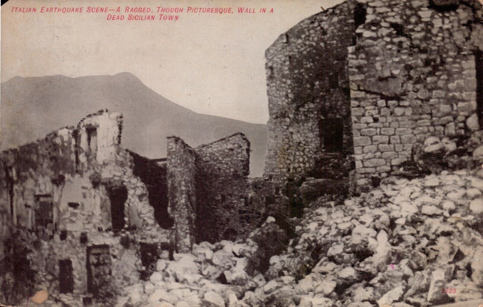 Vintag Postcard Italian Earthquake Scene A Ragged Picturesque Dead Sicilian Town