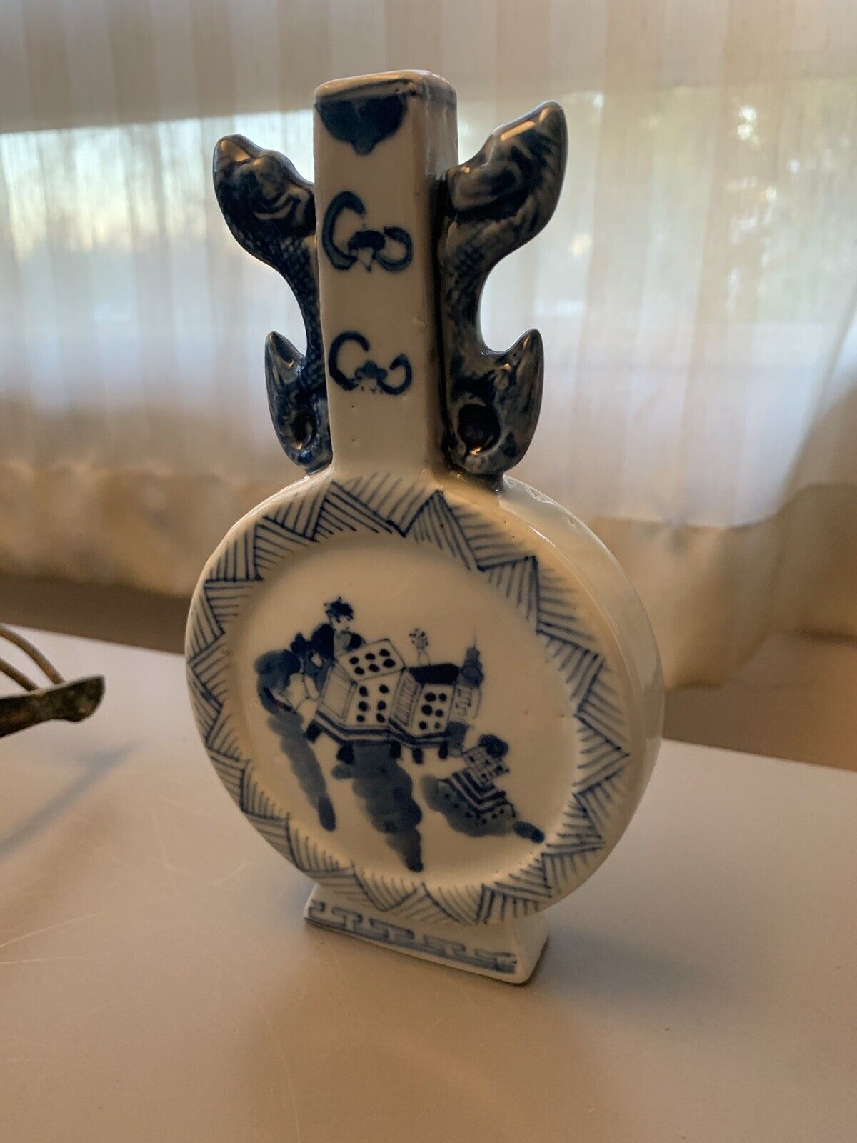 Vintage Porcelain Vase Small Blue White