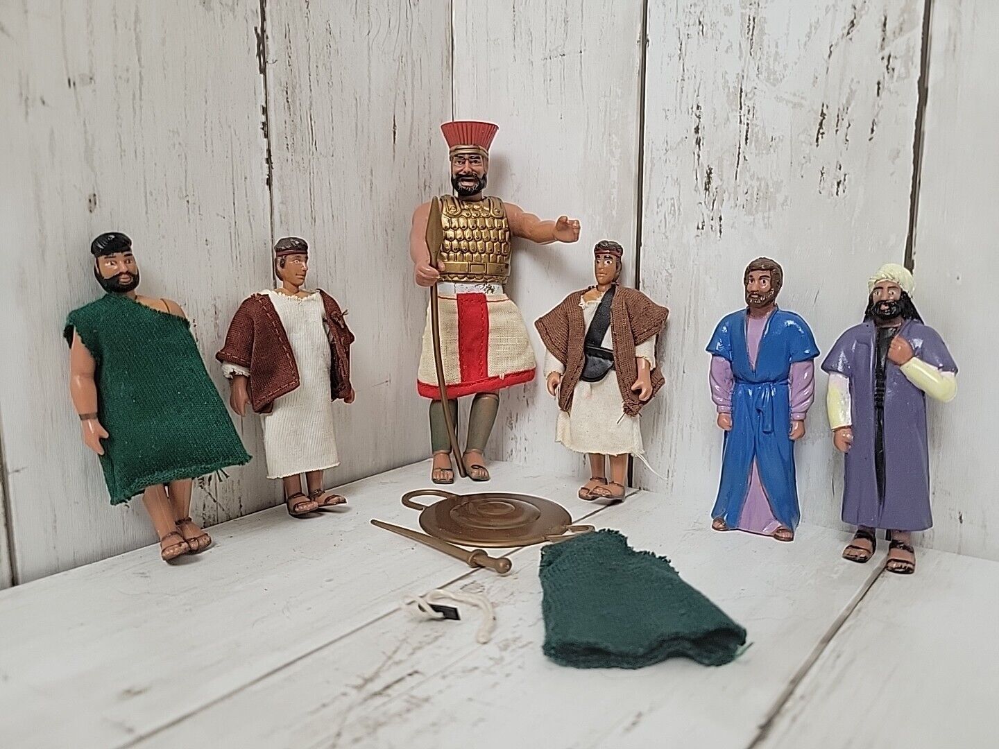 Lot 6 Biblical Vintage Figurines - Goliath, David, Sampson, and an Assortment