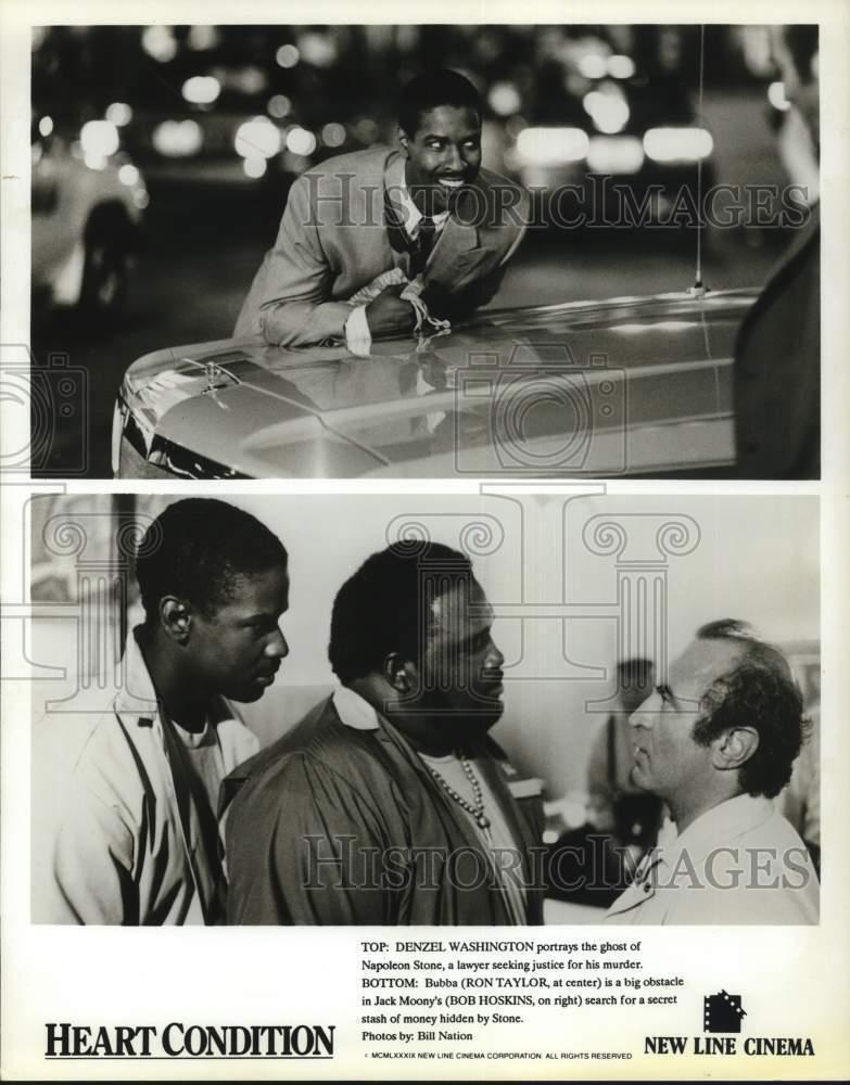 1989 Press Photo Denzel Washington, Ron Taylor, Bob Hoskins in \