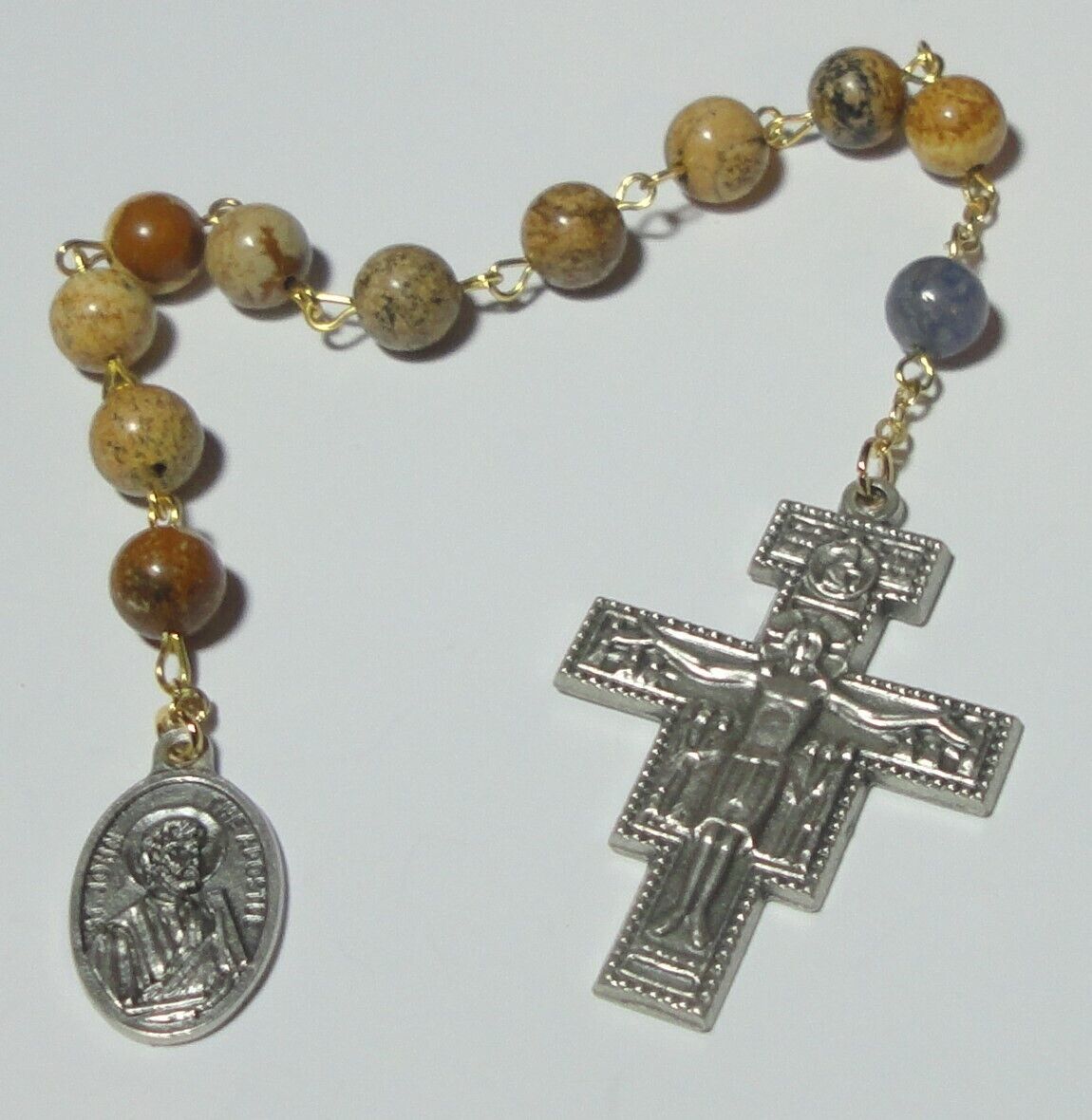Handmade in USA St John the Apostle Single Decade Rosary w/ San Damiano Crucifix