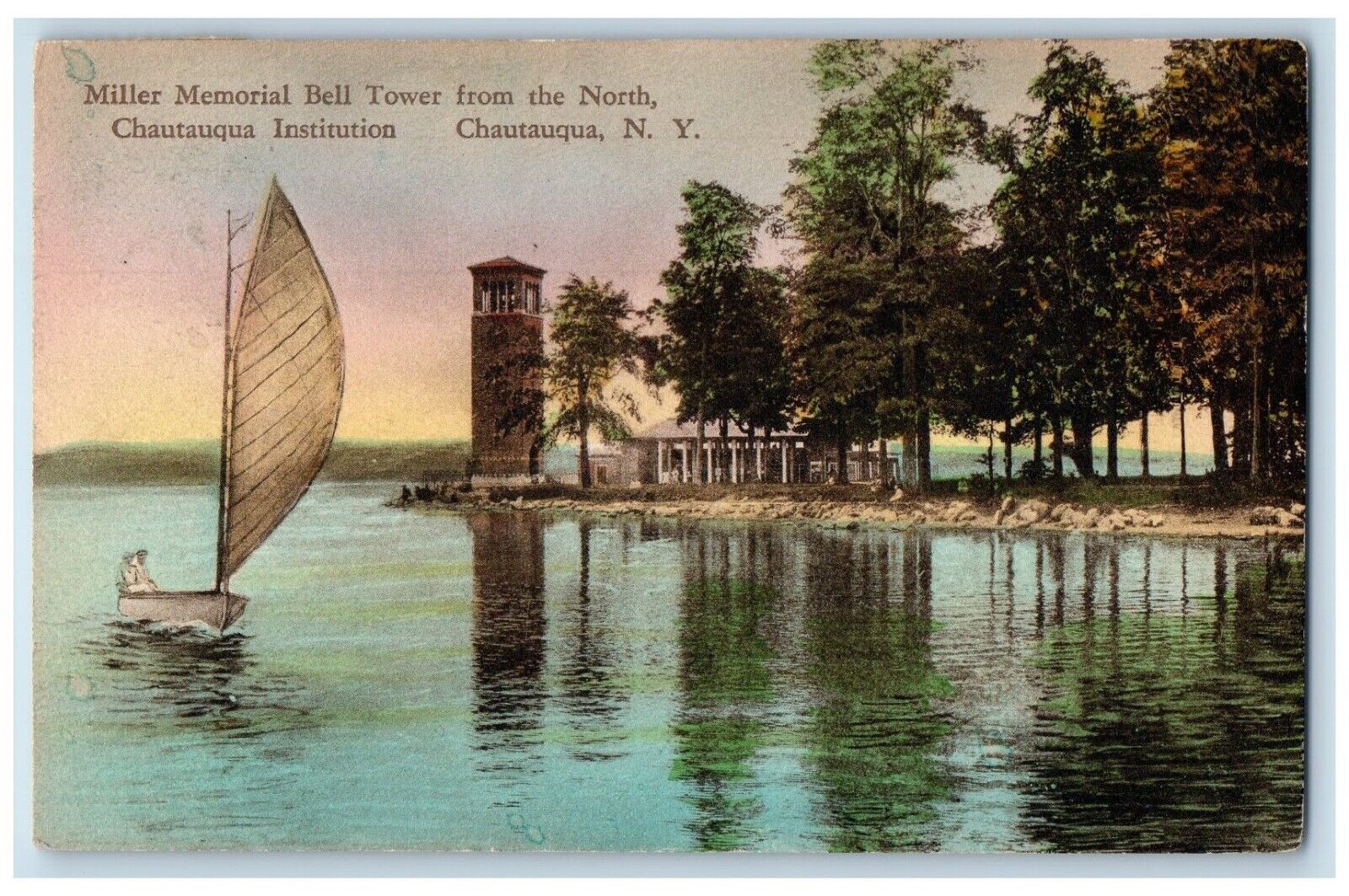 1937 Miller Memorial Bell Tower North Chautauqua Institution New York Postcard