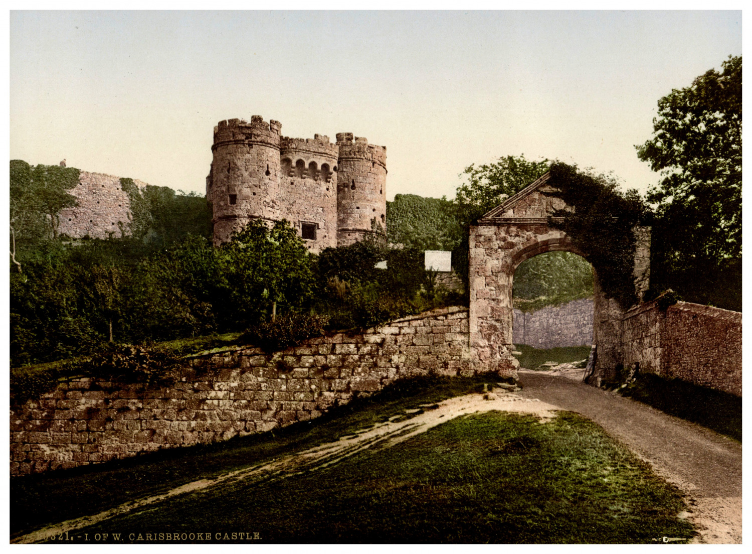 Isle of Wight. Carisbrooke, the Castle. Vintage Photochrome by P.Z, Photochrome Zu