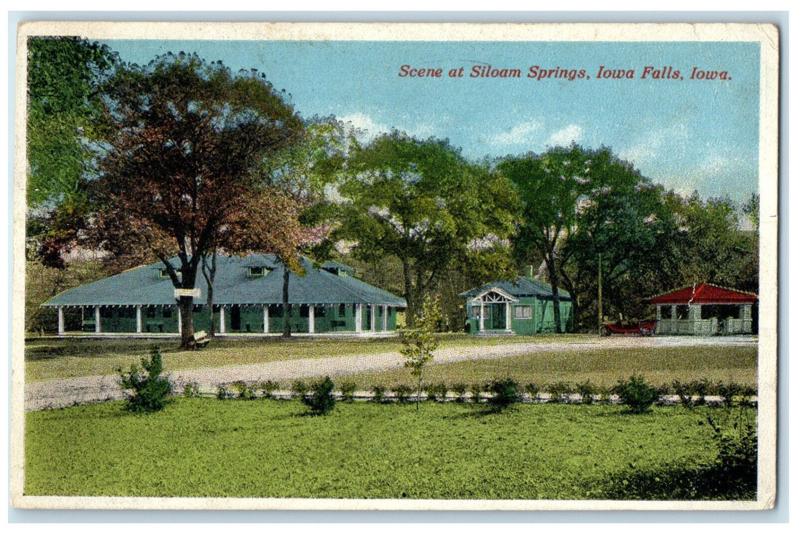 1915 Scene at Siloam Springs Building View Iowa Falls Iowa IA Postcard