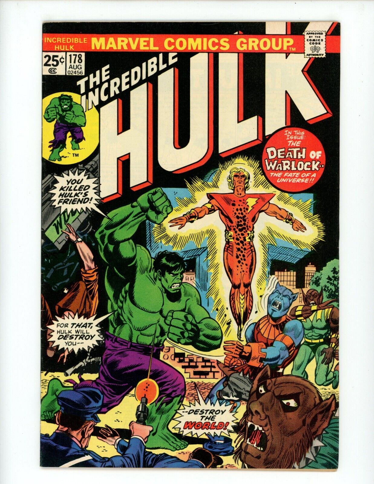 Incredible Hulk #178 Comic Book 1974 FN/VF Marvel Rebirth of Warlock