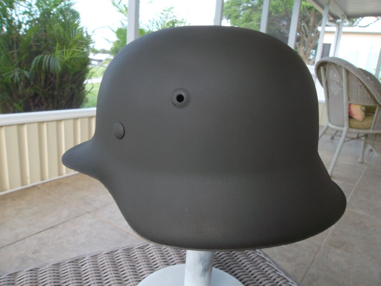 WWII German Army Military M42 Stahlhelm Helmet, original liner, re-paint