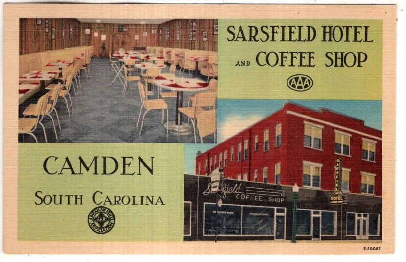 LINEN Postcard     SARSFIELD HOTEL AND COFFEE SHOP  -   CAMDEN, SC