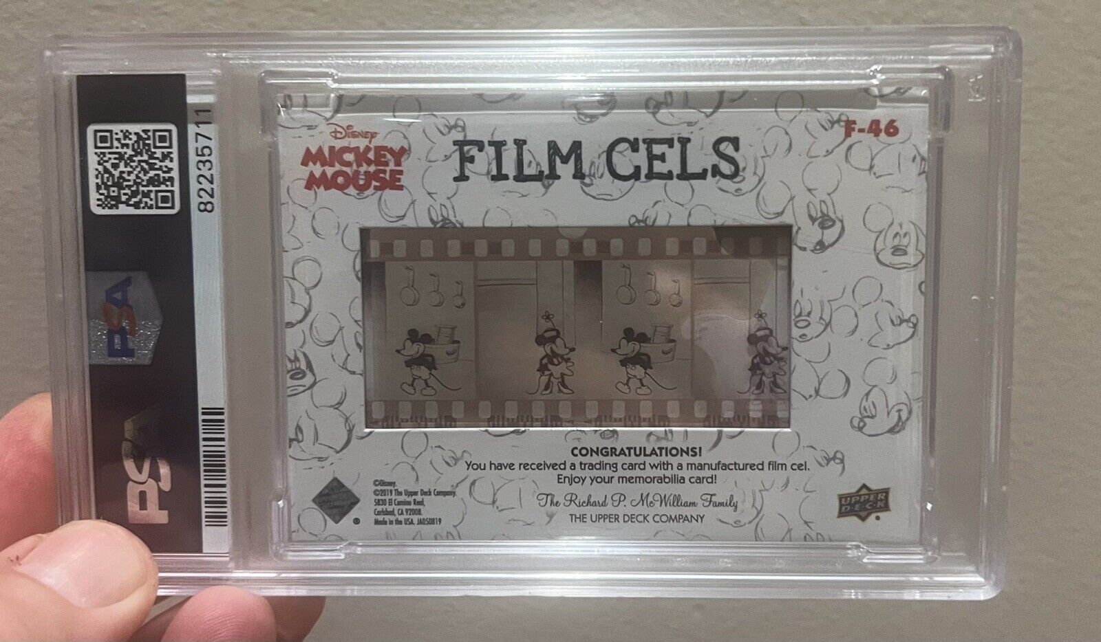 2020 Upper Deck Mickey Mouse Film Cell  Steamboat Willie PSA 10 GEM MINT