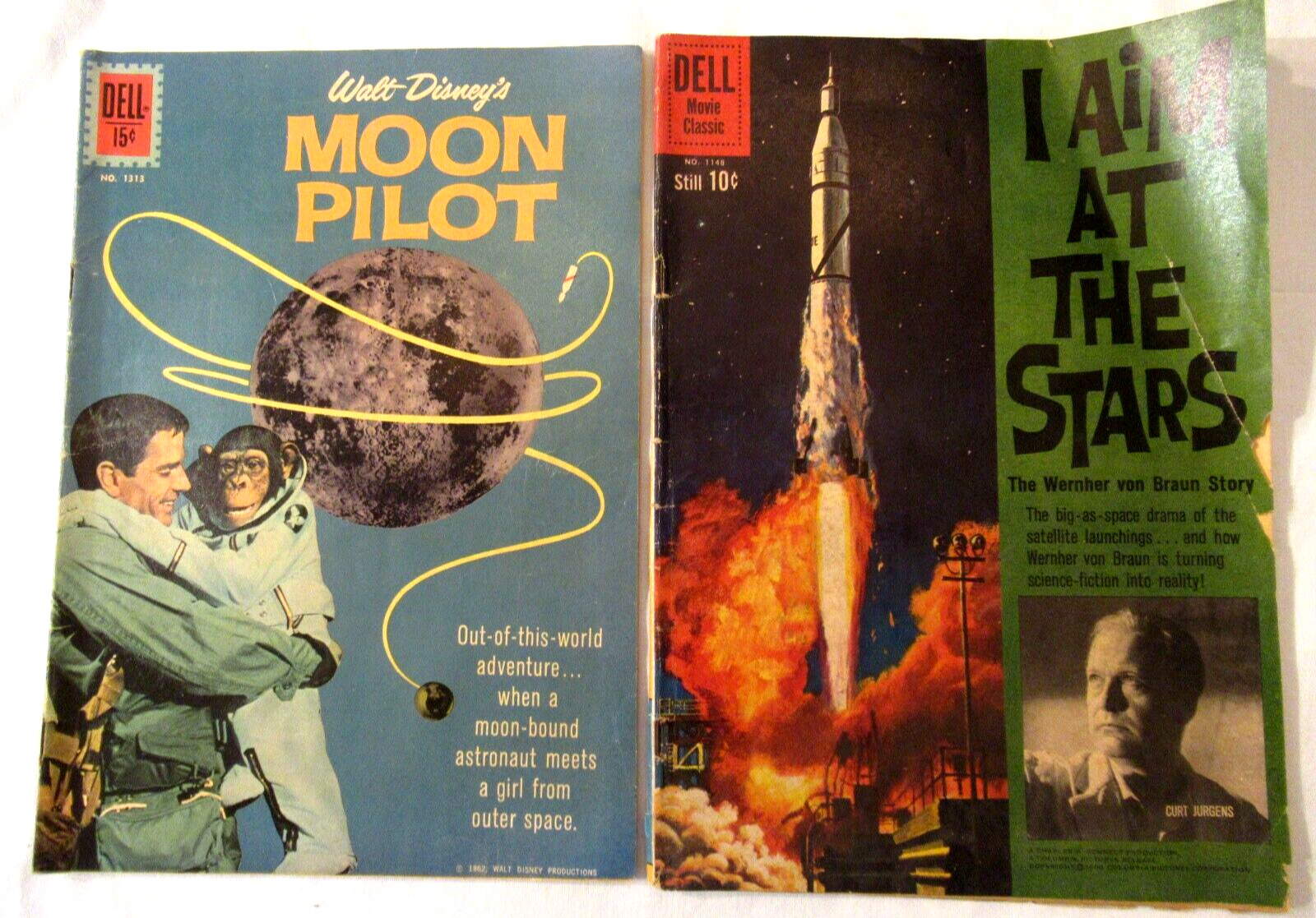 I Aim At the Stars 1960 & Moon Pilot 1962 Dell Comics 