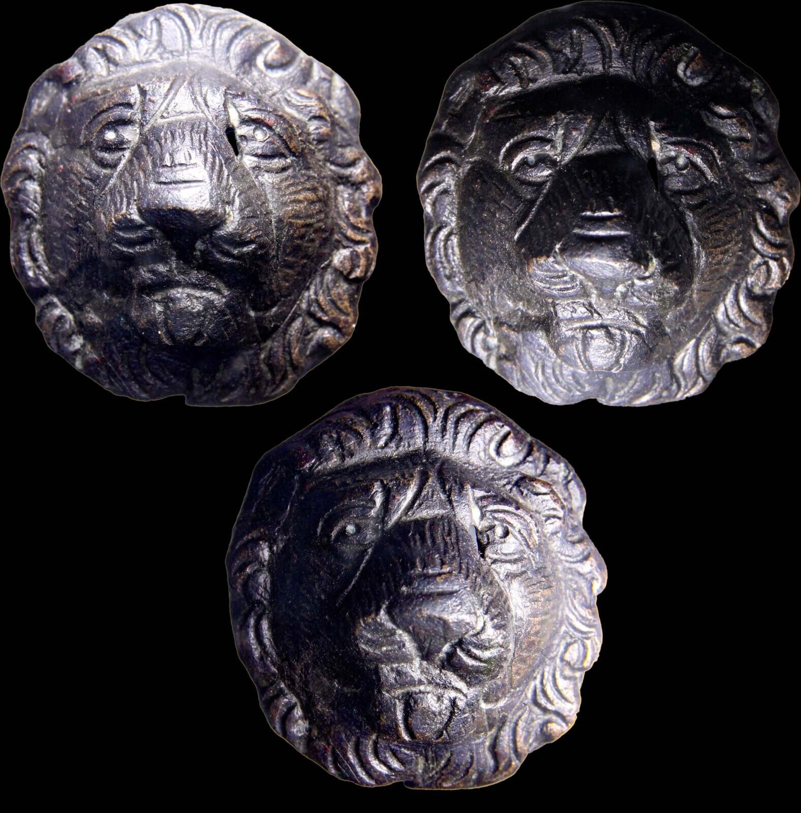 Gladiator Medal Ornament Roman Bronze Appliqué Lion Mask Roman Artifact ANCIENT