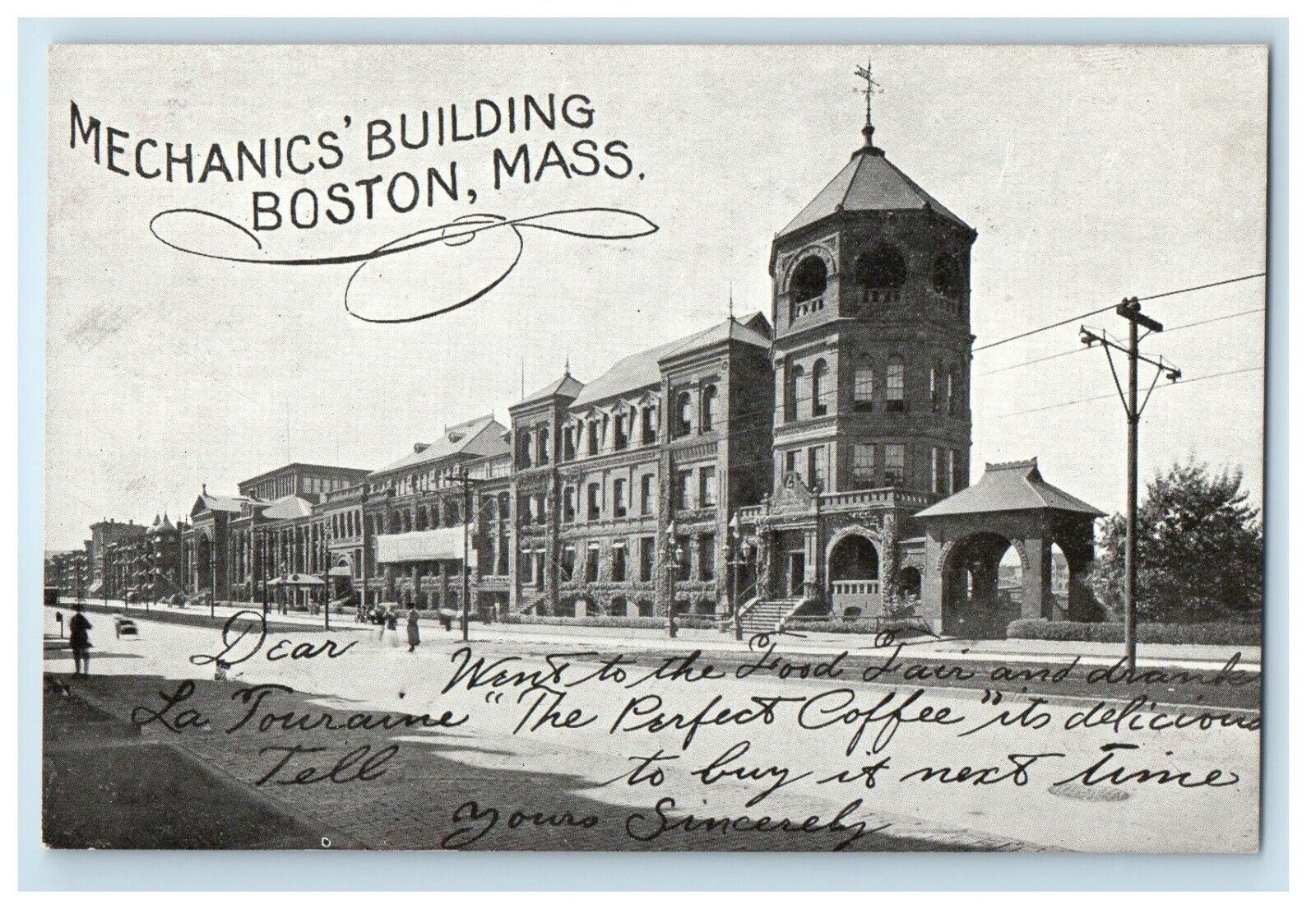 c1905 Mechanic\'s Building Street View Boston Massachusetts MA Antique Postcard