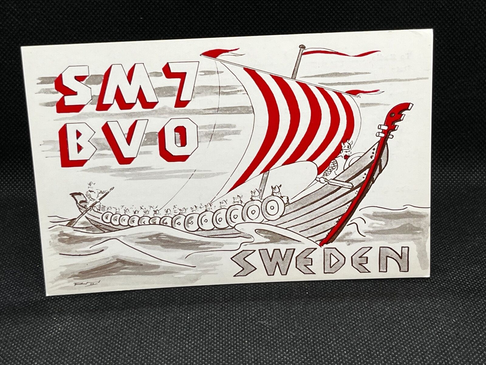 1961 QSL CARD SM7BVO SWEDEN VIKING SHIP