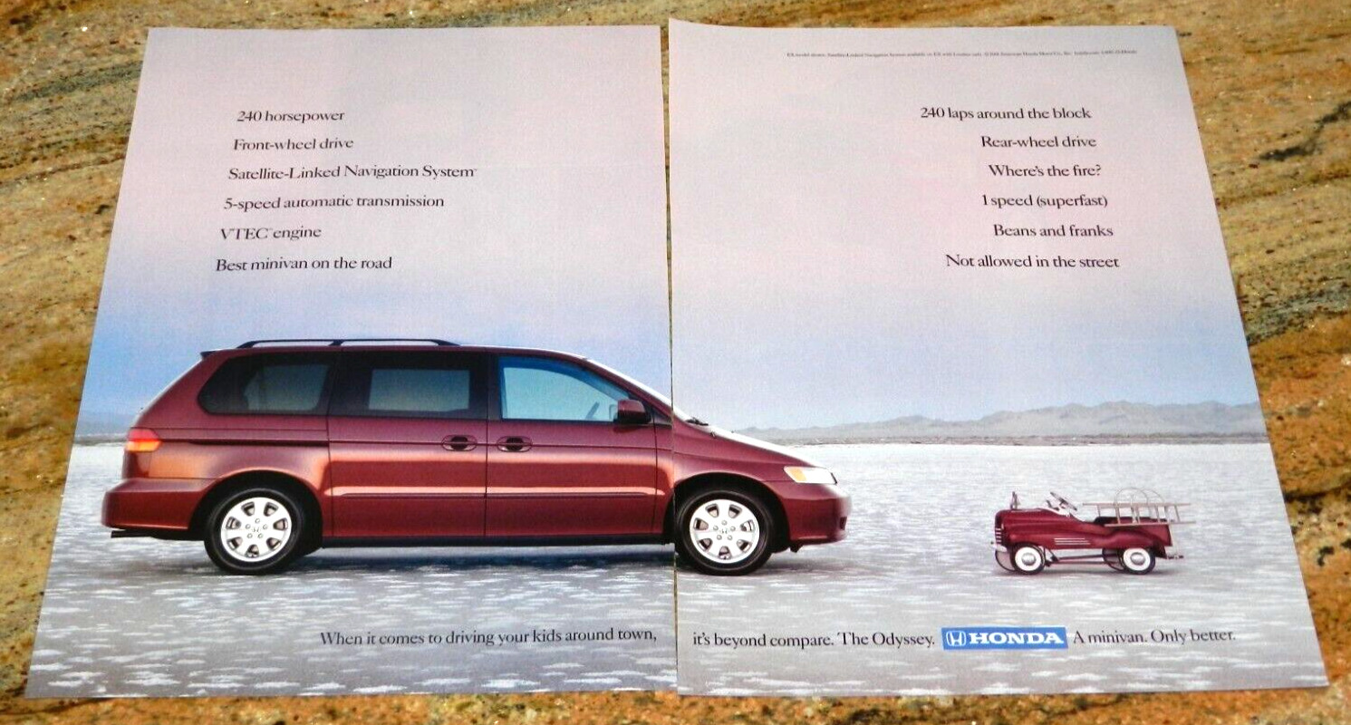 2002 Honda Odyssey Minivan Original Magazine Advertisement Small Poster