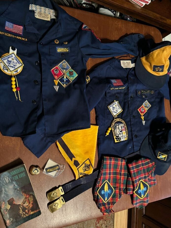 Vintage Cub Scout Uniform Shirts (2) with Accessories