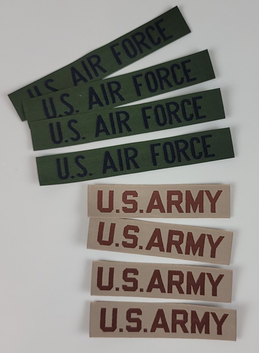 Lot of 8 Military Patch Tape Name 4-US Army Desert Branch & 4 US AIR Force NEW