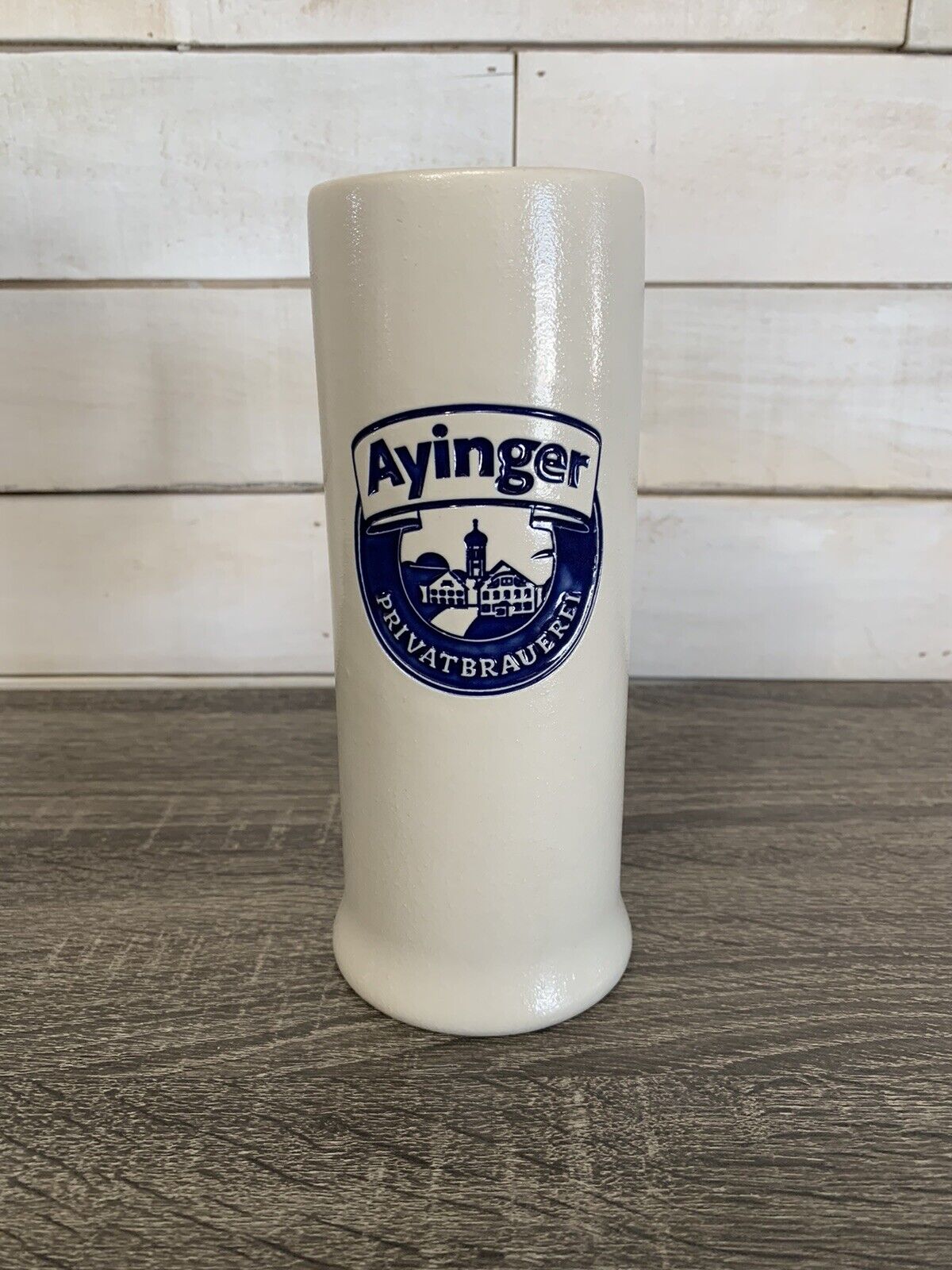 Vintage Ayinger Tall Stoneware Mug. Half Liter.