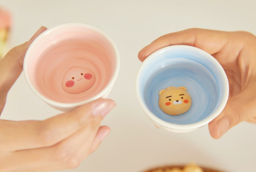 Kakao Friends Handmade soju & Shot Ceramic Glass 2P set \