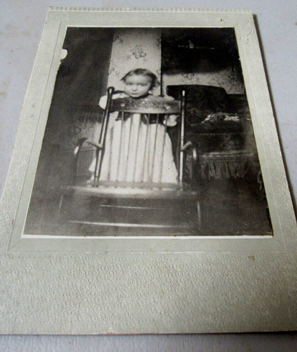Antique c. 1870s to 1900 Cabinet Photo Child  behind chair