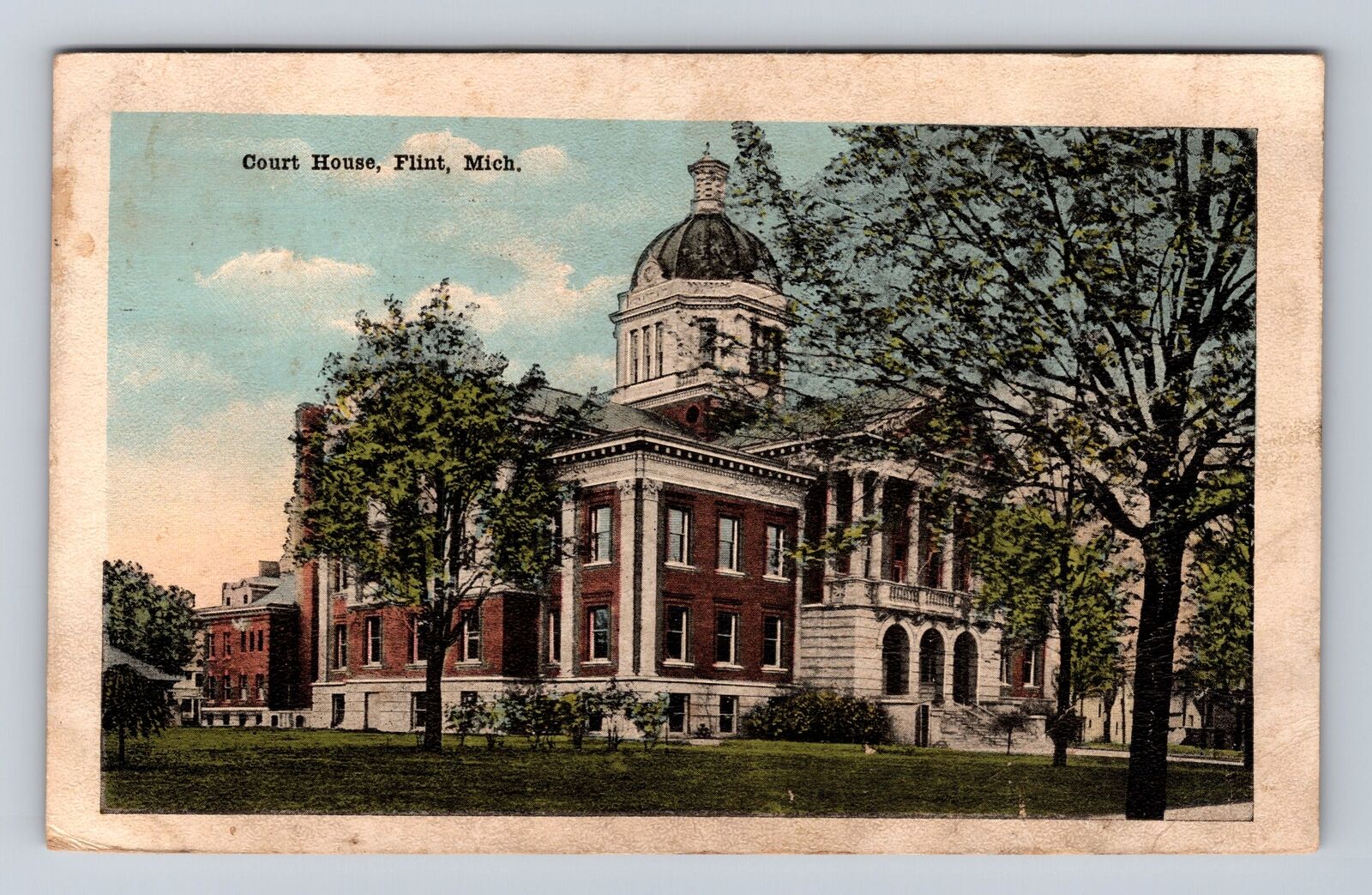 Flint MI-Michigan, Court House, Antique Vintage Souvenir Postcard