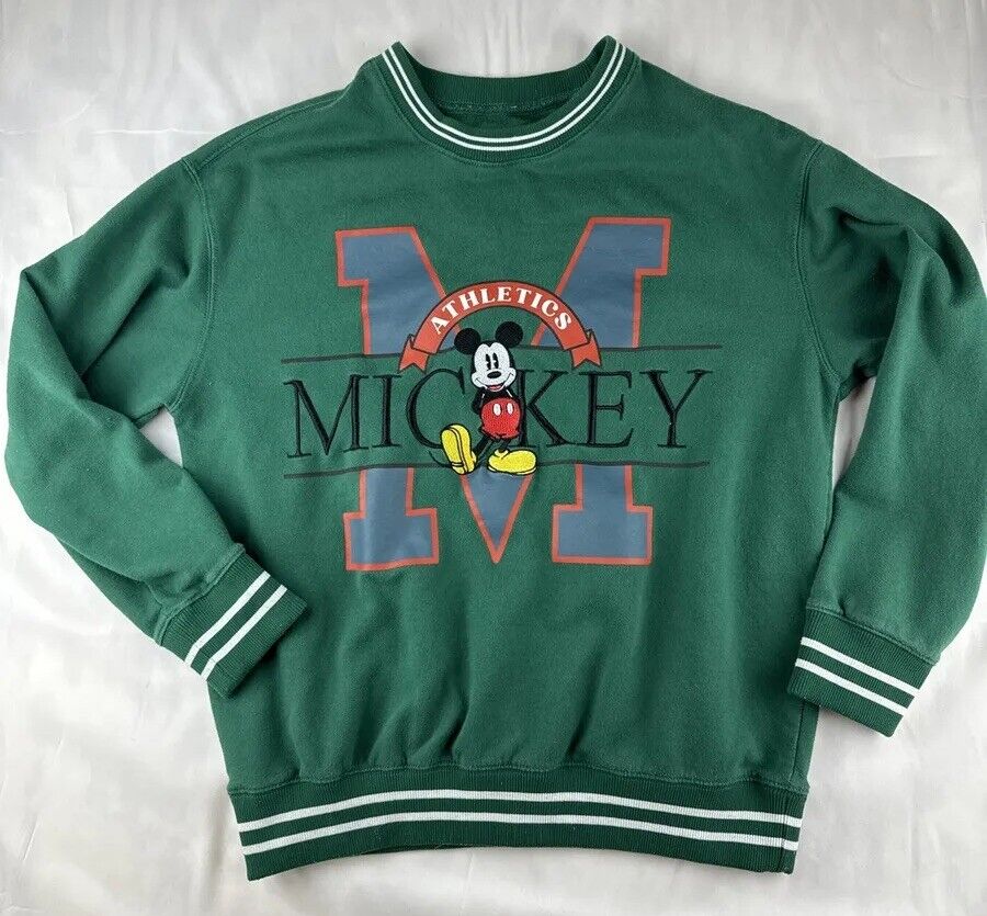 VTG Disney Mickey Embroidered University Sweater Sweatshirt Pullover Size M