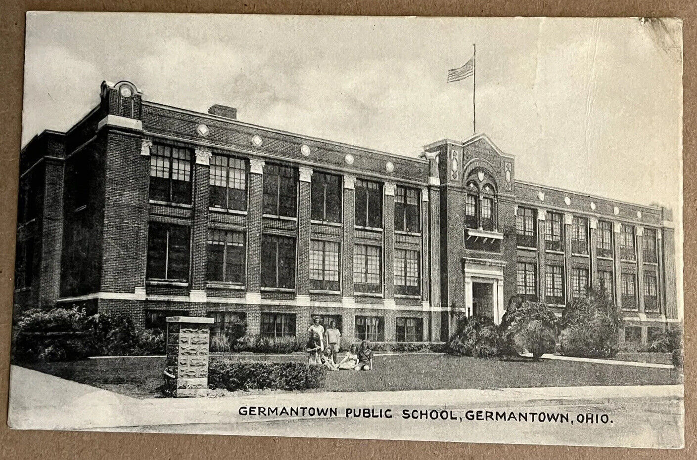 Germantown Ohio Public School Building Antique Postcard  c1920