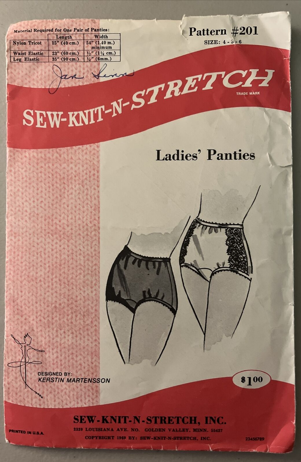 Sew Knit n Stretch 201 Pattern Vintage Panties Underwear Waist 19.5-22.5