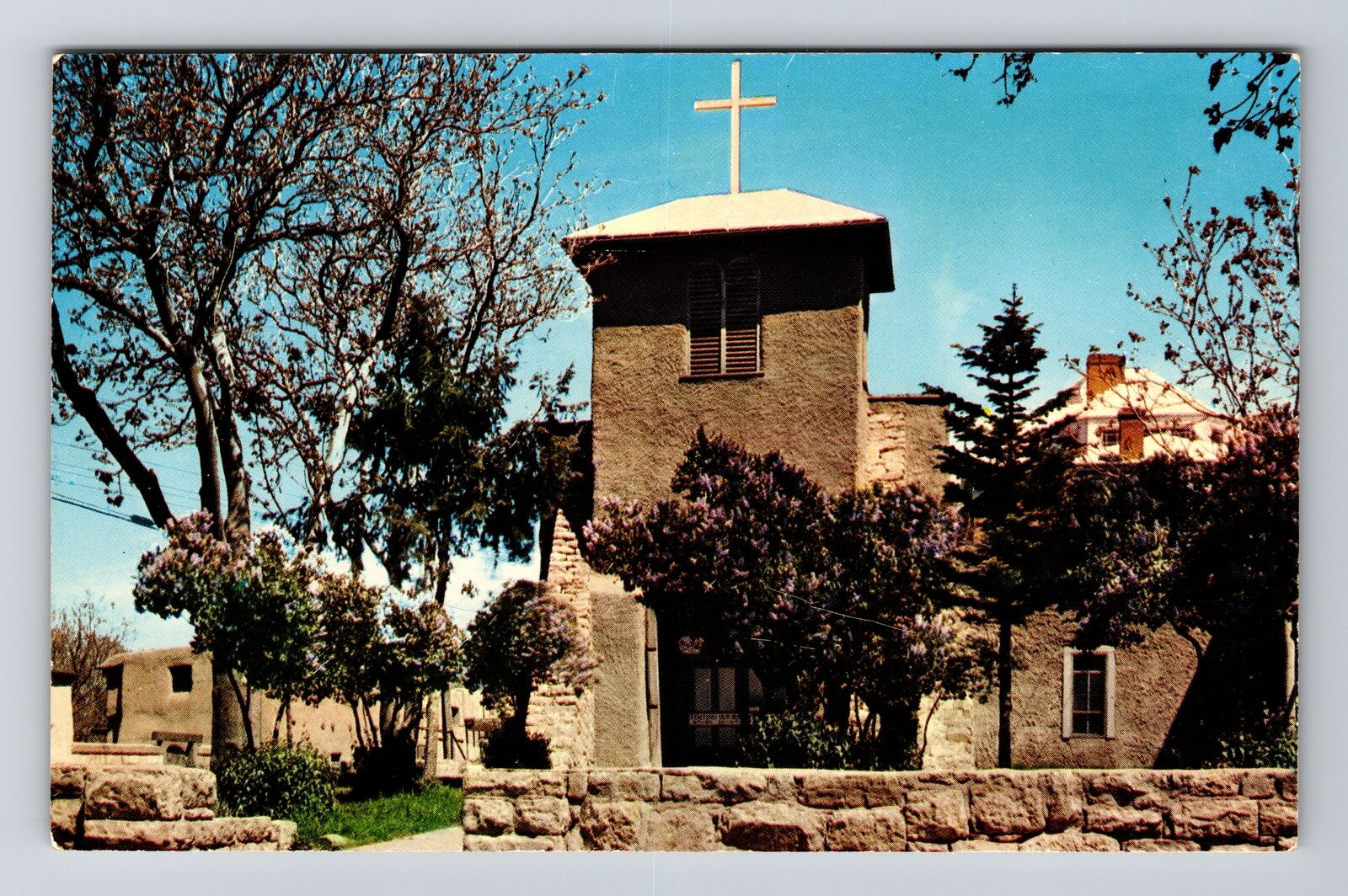 Santa Fe NM-New Mexico, San Miguel Mission, Vintage Postcard
