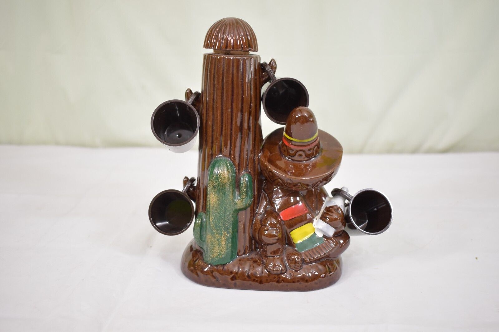 Ceramic Decanter Set with 4 Shot Glasses Tequila Sleeping Man With Cactus