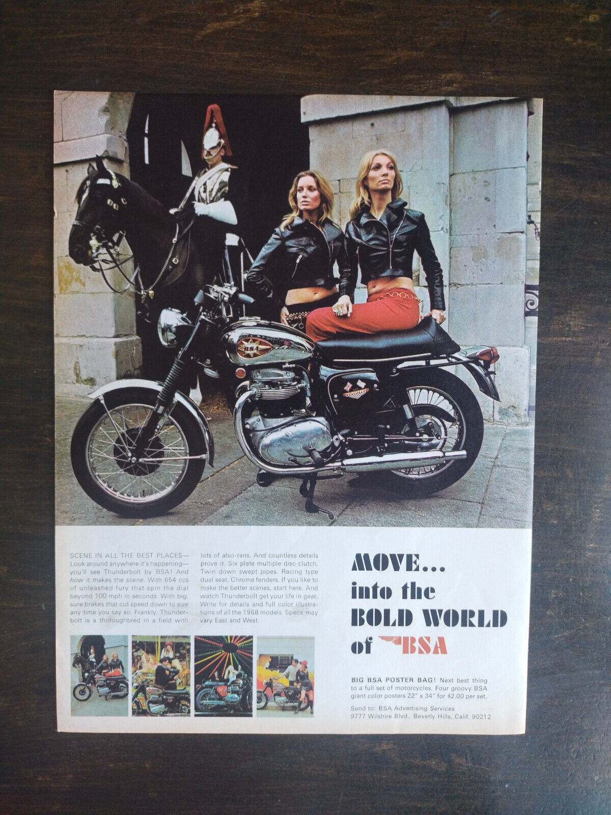 Vintage 1968 BSA Motorcycle Full Page Original Ad 1223