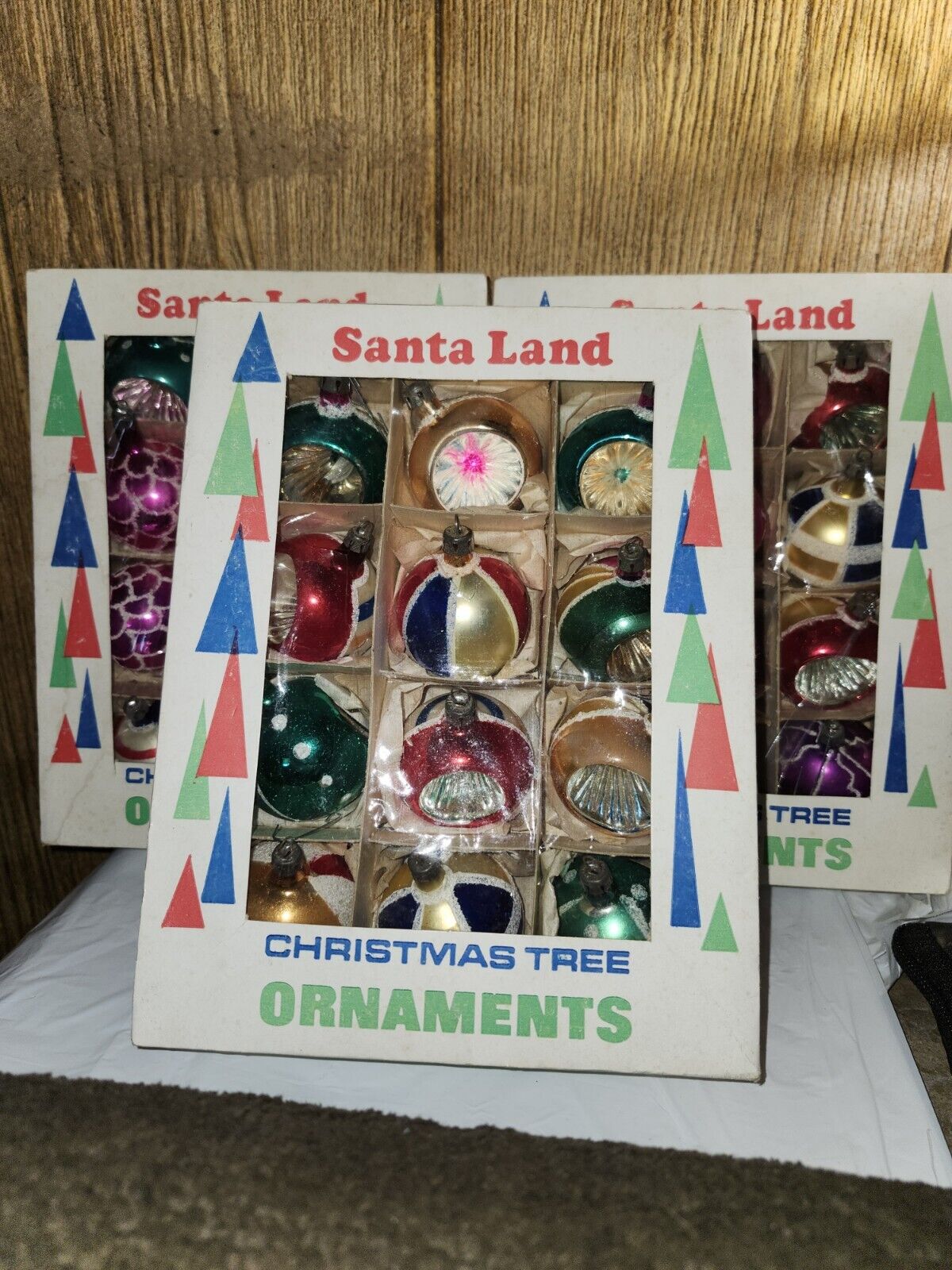 36 Vintage Santa Land  Christmas Ornaments Poland Mercury  Indent Glitter