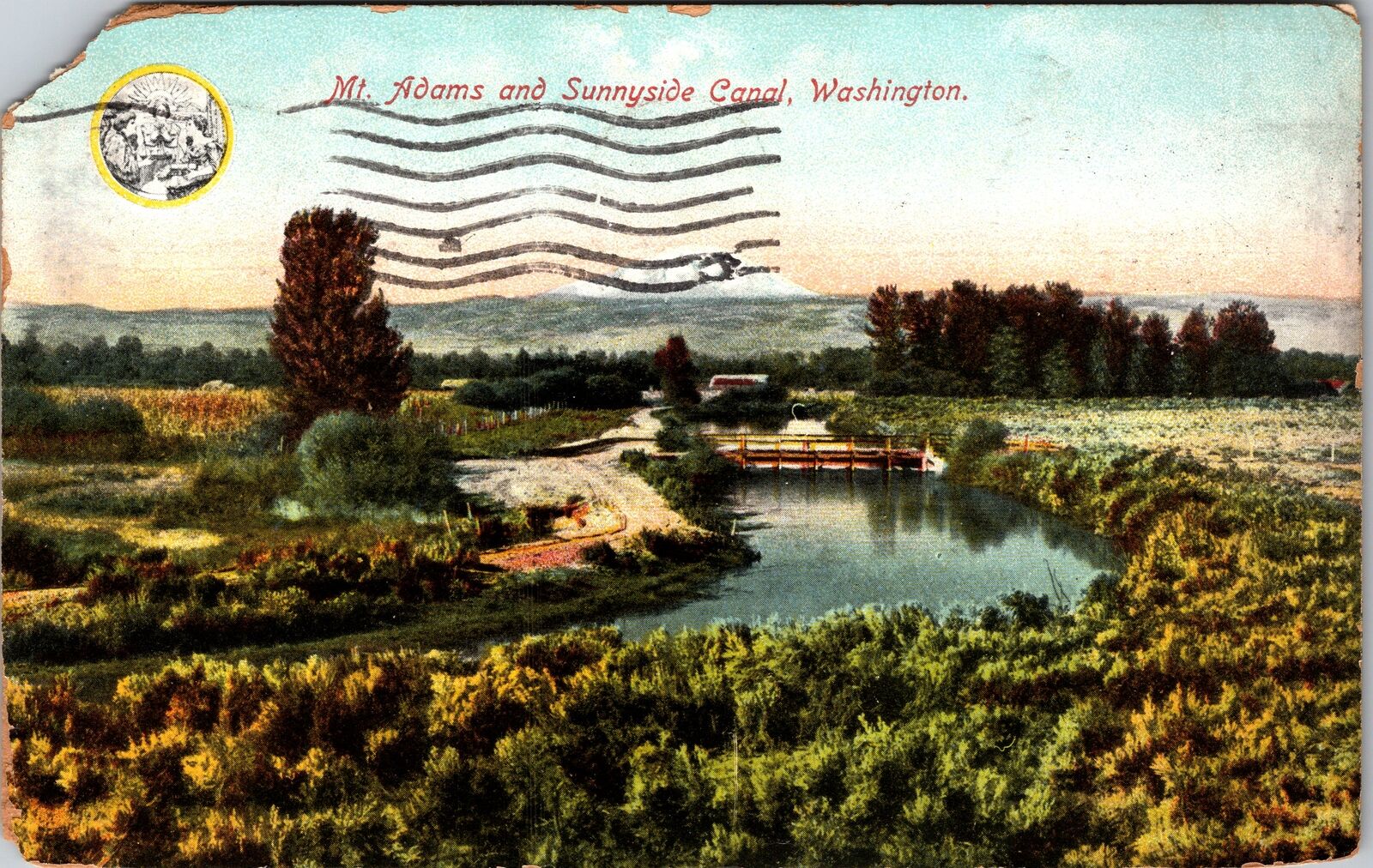 Mt Adams WA-Washington, Sunnyside Canal, c1911 Vintage Souvenir Postcard