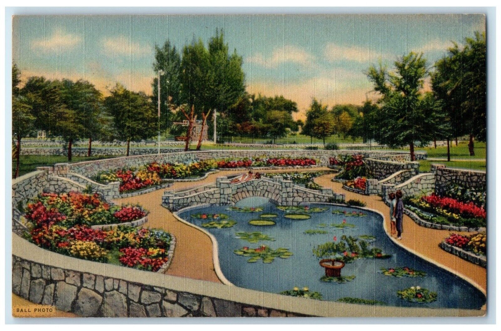 c1940\'s View Of Sunken Garden Cahoon Park Roswell New Mexico NM Vintage Postcard