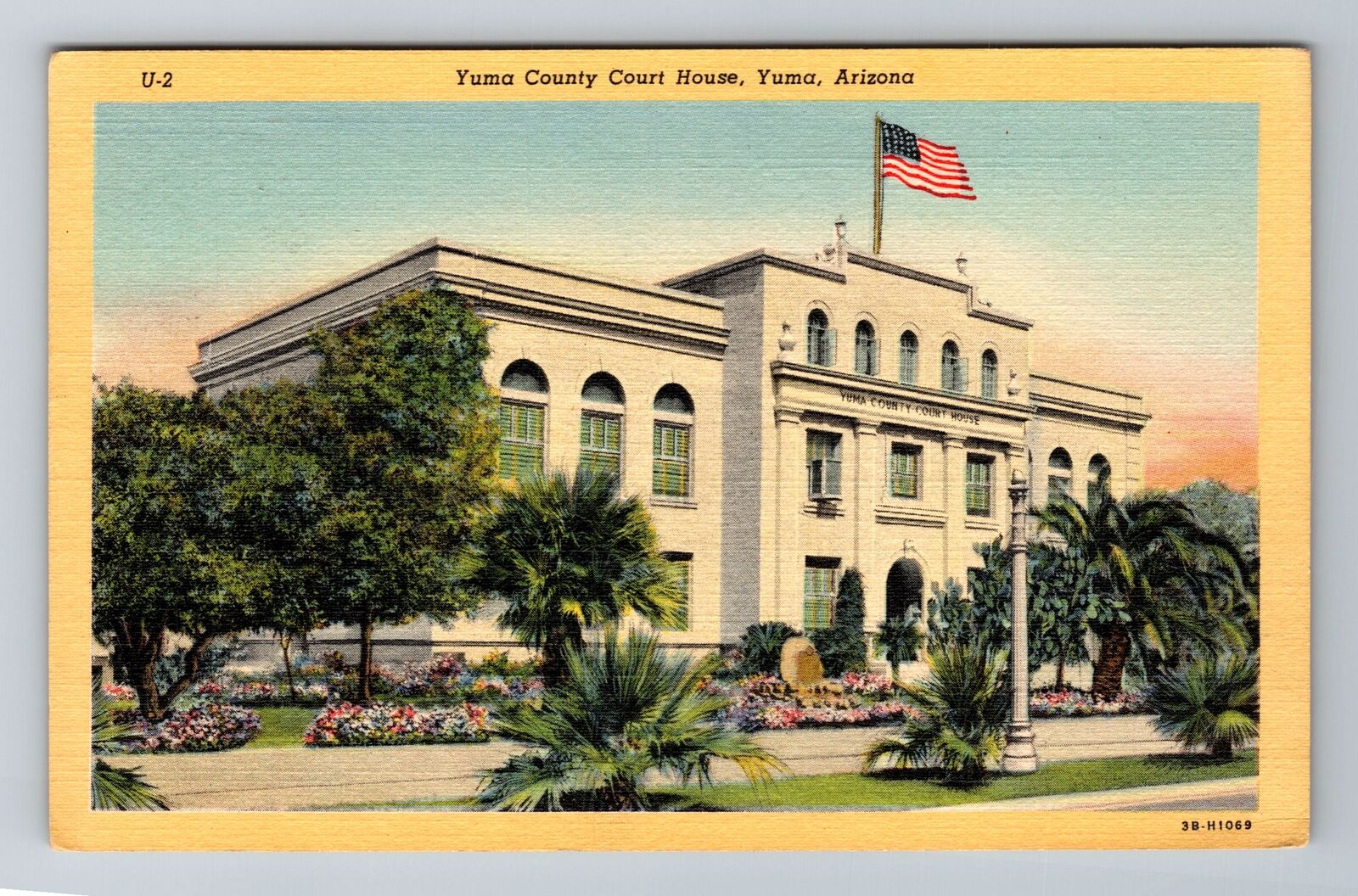 Yuma AZ-Arizona, Yuma County Court House, Antique, Vintage c1952 Postcard