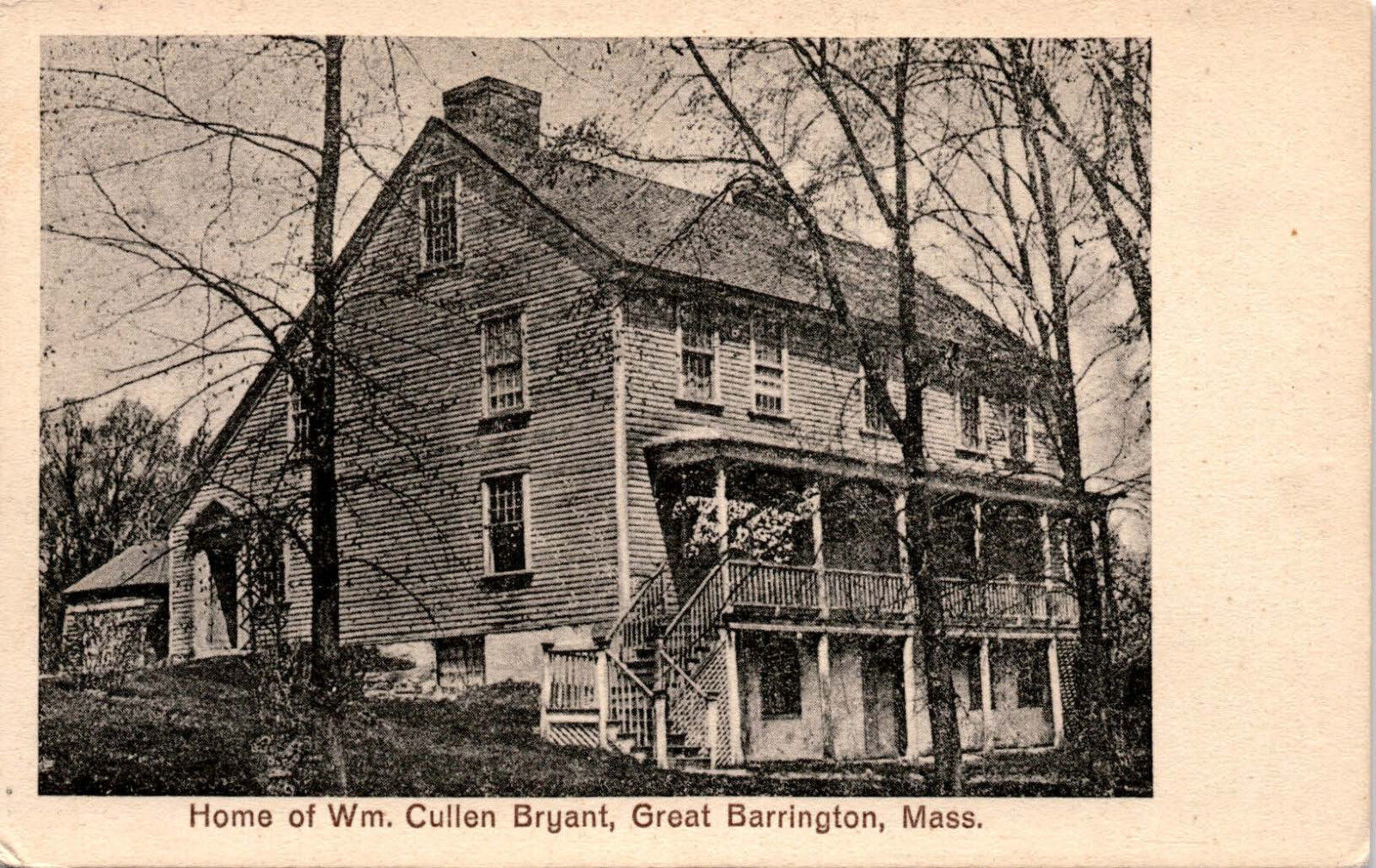 Home of William Cullen Bryant, Great Barrington MA Vintage Postcard F21