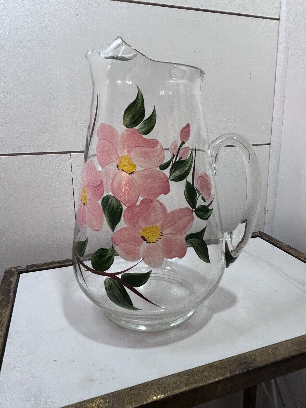 RARE VTG Francisan Ware Large Desert Rose Glass Pitcher - 10 1/2\