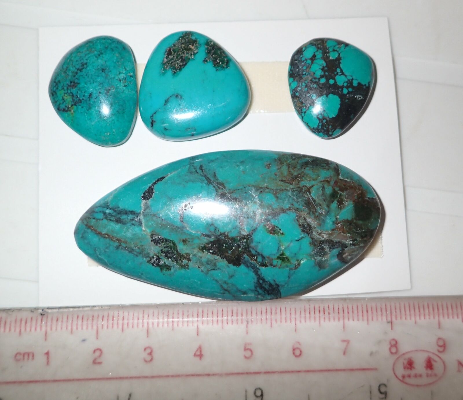 Turquoise Stone Flat Free Form Cabochon 157 Carat 4 pieces 31.4 gram