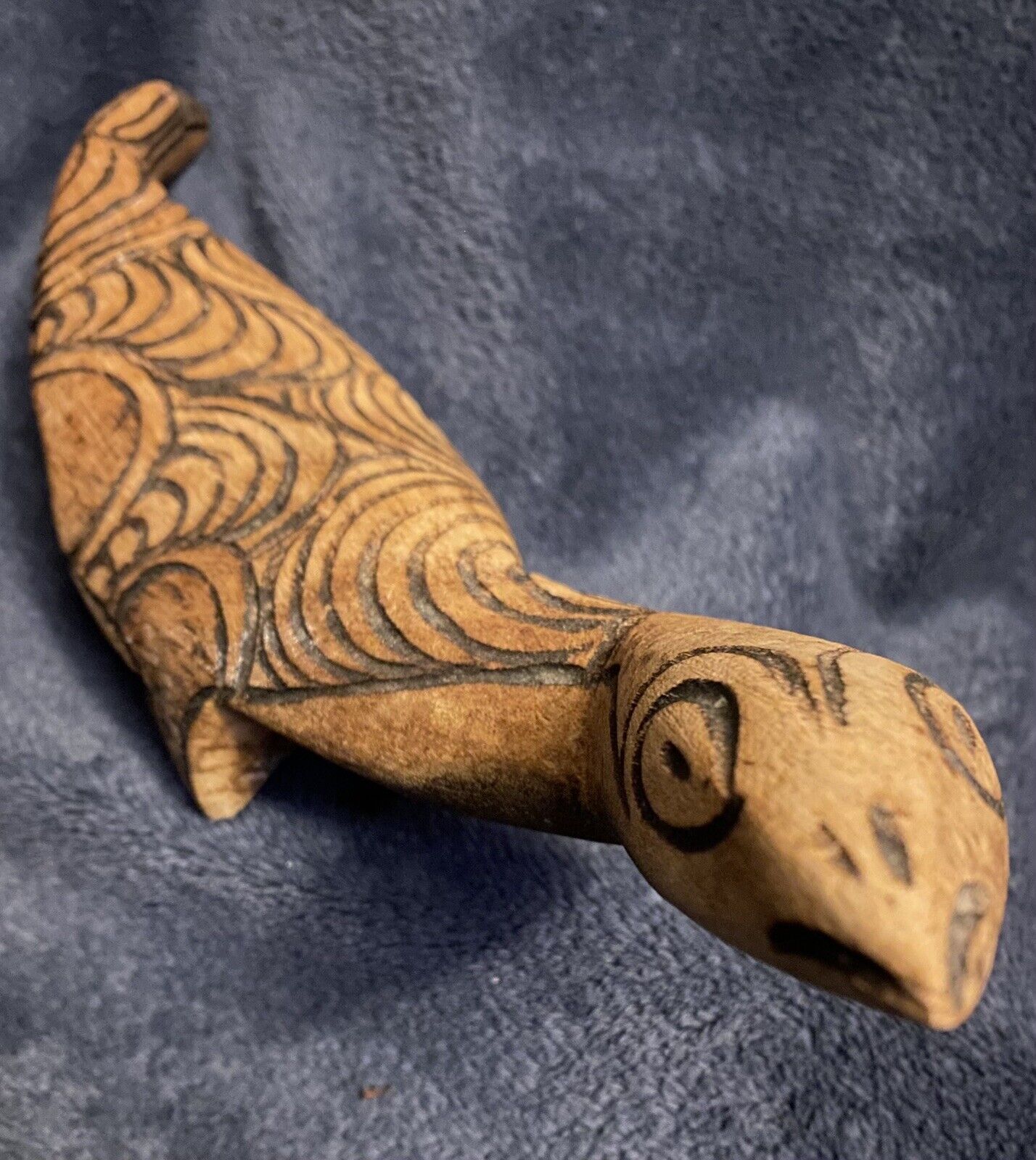 Vintage Australian Aboriginal Art Mulga Wood Carving Goanna Lizard 13”